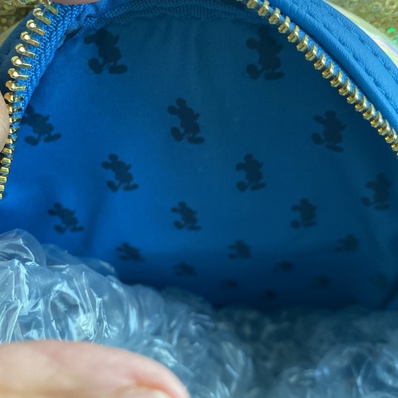 NWT Loungefly Disney Parks iridescent gold with sequence backpack - Picture 4 of 4